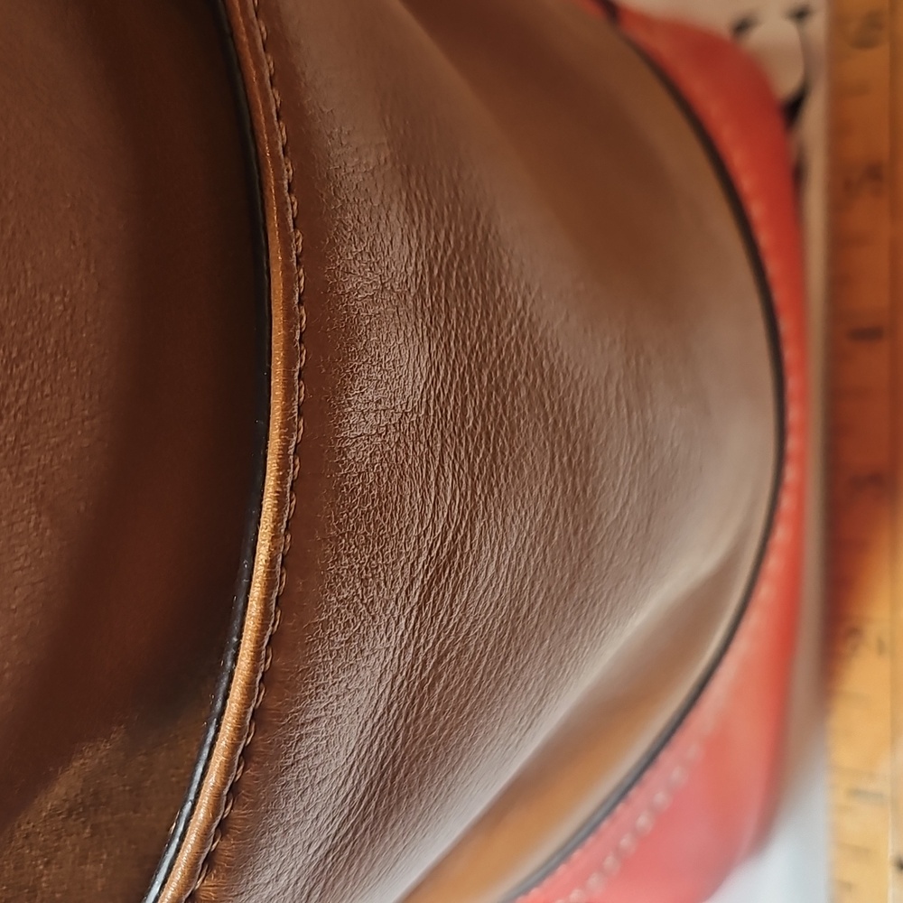 COACH - Colorblock Tote and Matching Wallet Set - Orange/Tan/Navy - Picture 12 of 13